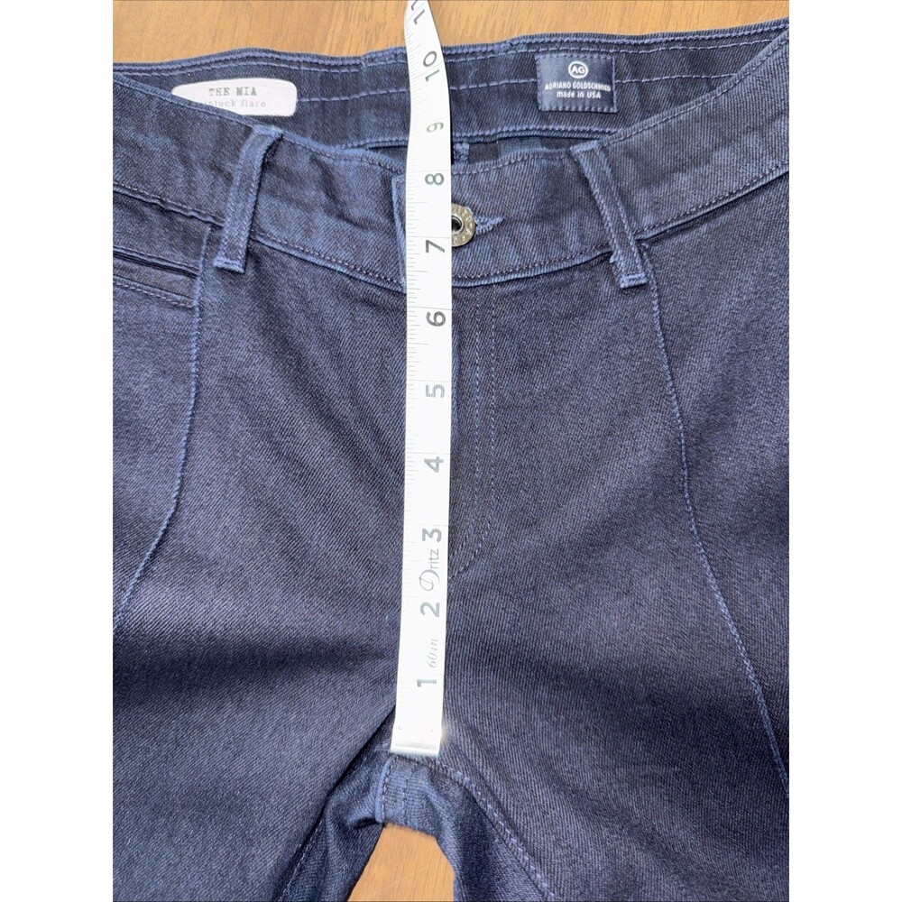 AG Adriano Goldschmied The Mia Cropped Pin Tuck Flare Jeans Navy Made USA 26 - Picture 9 of 15